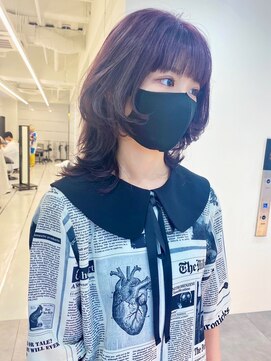 ギグスダブル 栄店(gigs double) ミディアムウルフ/アッシュパープル