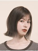 ボブ ホワイトグレージュ デジタルパーマ チェリーブラウン