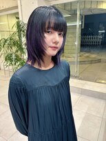 ダブ アオヤマ(DaB AOYAMA)&nbsp;ウルフボブ　ウルフカット　パープルカラー　伸ばしかけヘア