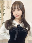 グレージュカラー/アッシュグレージュ/レイヤーカット/韓国ヘア 