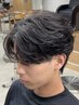 メンズカット+フェザーパーマ￥11500[万代/センターパート/ツイストパーマ]
