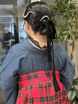 シロ 大名2号店(SiLO) パールリボン×上品タイトアレンジヘア