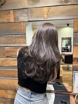 顔周りカット/韓国レイヤー/前髪パーマ/美髪/エアリーロング