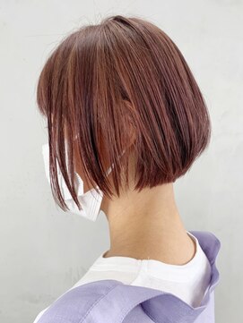 アルバム 銀座(ALBUM GINZA) ピンクボブ_フォギーベージュ耳かけウェーブパーマ_ba293281