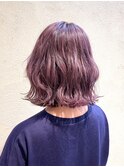 ピンクバイオレット×切りっぱなしボブ