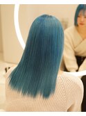 ハイトーンブロンド水色ダブルカラー美肌カラー