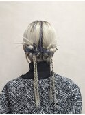 ヘアアレンジ・三つ編みリボン