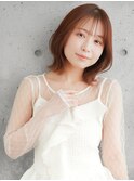 切りっぱなしボブ/ミルクティーベージュ/透明感カラー/レイヤー