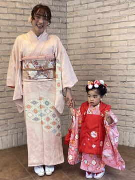 子供日本髪七五三三歳／ママ大人着付け訪問着ヘアセットayaka