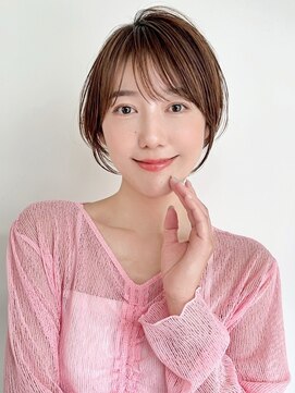 ビーチ(BEACH) 前髪ありショートレイヤーボブミルクブラウンナチュラル縮毛矯正