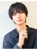 簡単セット◎メンズパーマニュアンスパーマ黒髪マッシュ