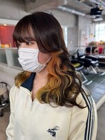 モモ(momo)&nbsp;ハイトーンインナーカラーイヤリングカラーオレンジイエロー原宿