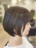プラウドヘアー(Proud hair)&nbsp;ひし形ショートボブ/白髪染め/ピンクブラウン/顔まわり似合わせ