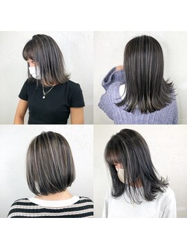 ループ(LOOP) レングス別ボブのコントラストハイライト