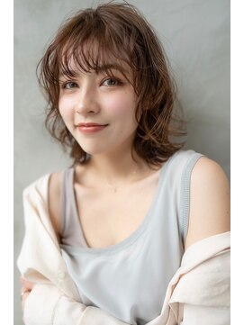 ケアリー 武蔵小杉(Carelly) 大人かわいい前髪セシルカットココアブラウンフリンジウェーブ