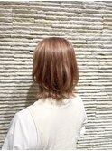 ウルフ/ボブ/ハイトーン/カラー/ケアブリーチ/ピンクベージュ