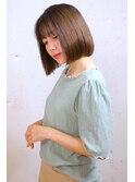 グレーベージュ/小顔ミディ/S字ウェーブ/韓国ヘア/髪質改善