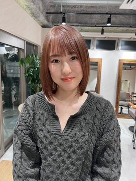 クム 横浜(qumu) 切りっぱなしボブ×ピンクベージュ　qumu横浜