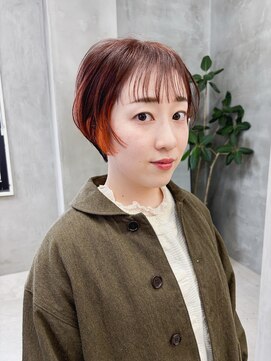 テトヘアー(teto hair) 丸みショート/ショートボブ//インナーカラー/オレンジ