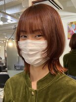 アクアオモテサンドウ(ACQUA omotesando)&nbsp;△韓国風オレンジブラウン暖色系カラーウルフカットレイヤー