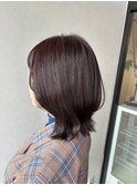 大人可愛いブリーチなしラベージュ伸ばしかけ外ハネミディ