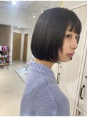 ボブスタイルミニボブ前髪カット黒髪コンパクトボブ