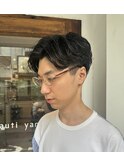 センターパートパーマ
