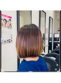 前髪なしナチュラルストレートボブ