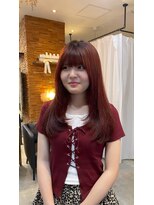 スイート ヘアデザイン(Suite HAIR DESIGN)&nbsp;顔周りレイヤー×赤ブラウン