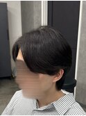 フェザーパーマ/グレーブルーカラー／刈り上げショートパンク