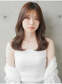 韓国風×セミロング×モカブラウン×シースルーバング