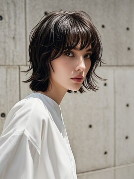 エイチ ウルフカット 大阪梅田(811) アンブレラカラーミディアムヘアショートカットセミロング50代