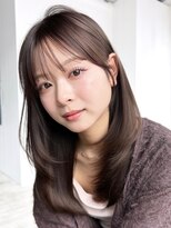 アルバム 銀座(ALBUM GINZA)&nbsp;グレージュロング暗めカラー韓国ヘア顔周りレイヤー_F31129