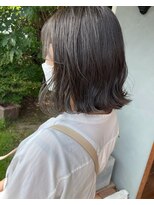 ヘア プロデュース キュオン(hair produce CUEON.) 切りっぱなしボブ×透明感カラー×オリーブグレージュ