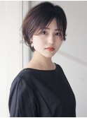 30代 手入れ簡単 前髪長め 毛先ワンカール ショートボブ