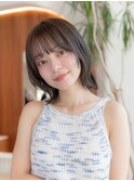 大人かわいい前髪セシルカットココアブラウンフリンジウェーブ