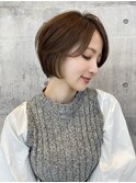大人ショートボブ丸みショートカットマッシュショート前髪あり