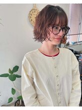 マイ ヘア デザイン 岡崎(MY hair design) 切りっぱなしゆるふわニュアンスパーマボブ×ナチュラルブラウン