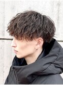 波巻きツイストスパイラルマッシュメンズカットパーマ刈り上げ