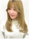 美髪/ワイドバング/レイヤーカット/くすみベージュ/新小岩駅
