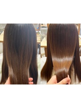 【新倉敷/玉島】カラーと同時施術可能な酸熱トリートメントで柔らかさと艶のあるhairに◎