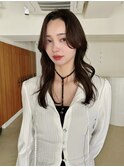  ダークラベンダーグレージュレイヤーカット韓国顔周りカット