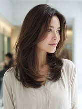 トリッカ 代官山(tricca)&nbsp;白髪ぼかしハイライト/30代40代/セミロングレイヤー/ブラウン