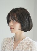 丸みショート・ボブ/丸顔/前髪あり/絶壁解消/20代/30代/長め