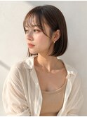 長めショートボブナチュラルストレートボブニュアンスボブ小顔