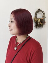 ジェムヘアスタジオ 湘南平塚南口店(Gem Hair Studio)&nbsp;ボルドーレッドの丸みボブ【Gem 神原】