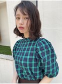 波巻きくびれボブ×ダークアッシュ/こなれヘア