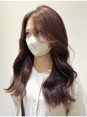 【韓国風】ローズレッド×くびれレイヤーカット