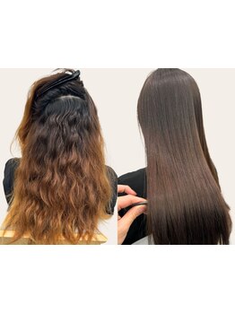 酸性ストレートでまとまりとツヤ*白髪染めのゴワつく髪との相性◎[大分駅/白髪染め/ブリーチなし/髪質改善]