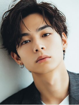 センターパート／ウルフ/マッシュ/メンズカット